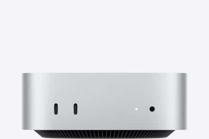 Front view of M4 Mac mini with USB-C ports.