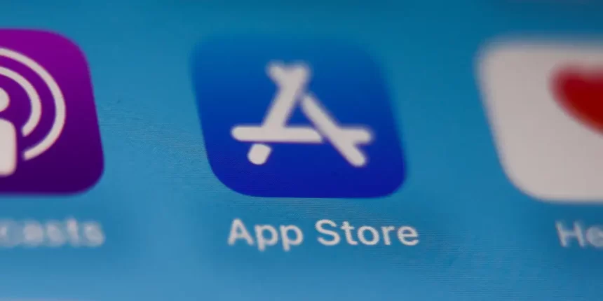 Close-up of the App Store icon on a mobile screen.