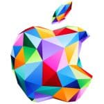 Colourful, geometric Apple logo.