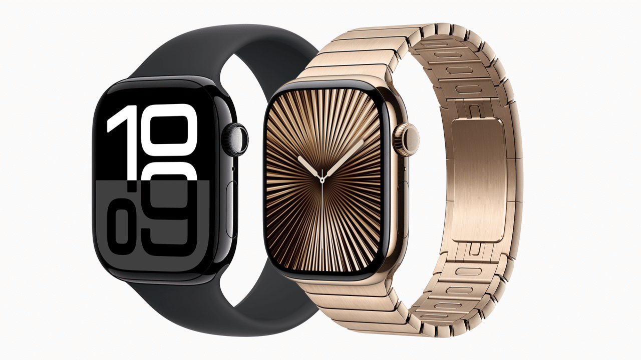 Apple Watch Series 10 models in black and gold.