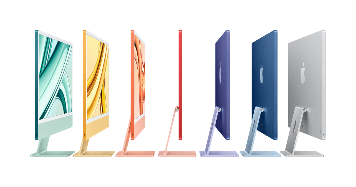 Apple iMac lineup in different colours.