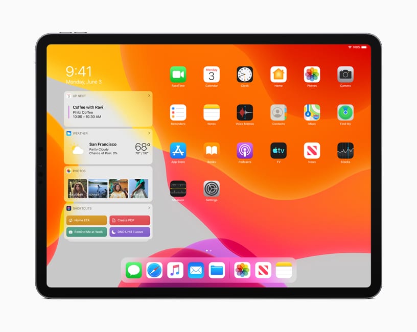 iPad displaying iPadOS home screen.