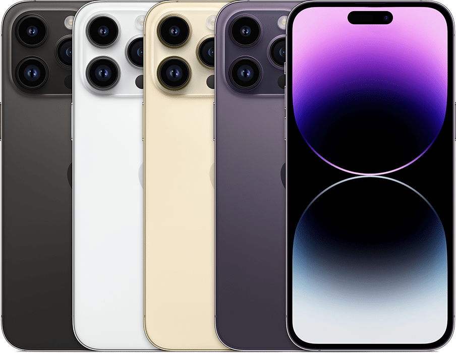 iPhone 14 Pro Max in multiple colors.