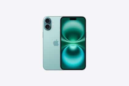 Green iPhone 16 front and back view