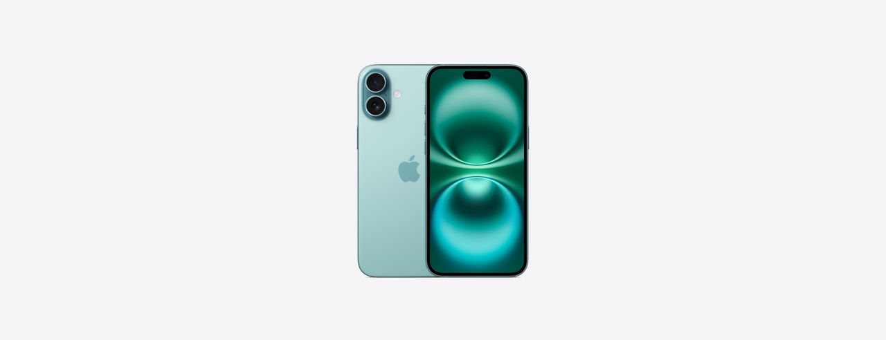 Green iPhone 16 front and back view