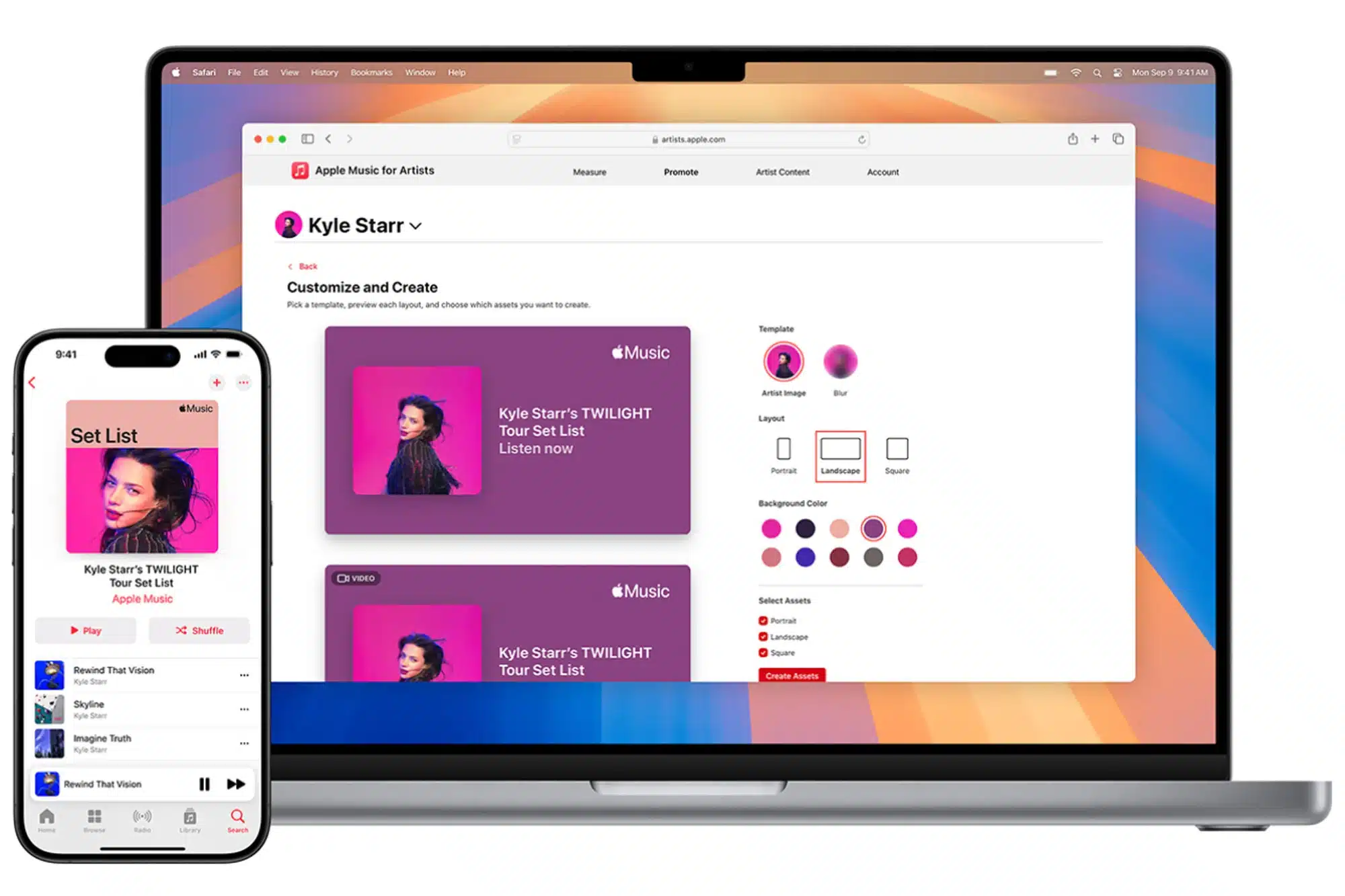 Apple Music for Artists set list creation tool.