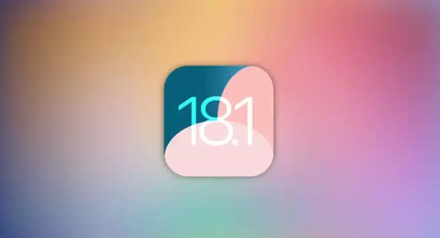 iOS 18.1 logo on a colourful background.