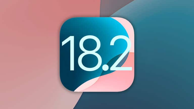 iOS 18.2 logo on a gradient background.