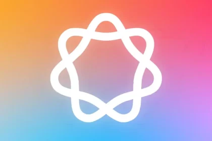 Apple AI logo on gradient background.