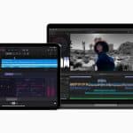 iPad and MacBook showing Final Cut Pro and Logic Pro interfaces.