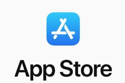 App Store logo with a blue icon and text.