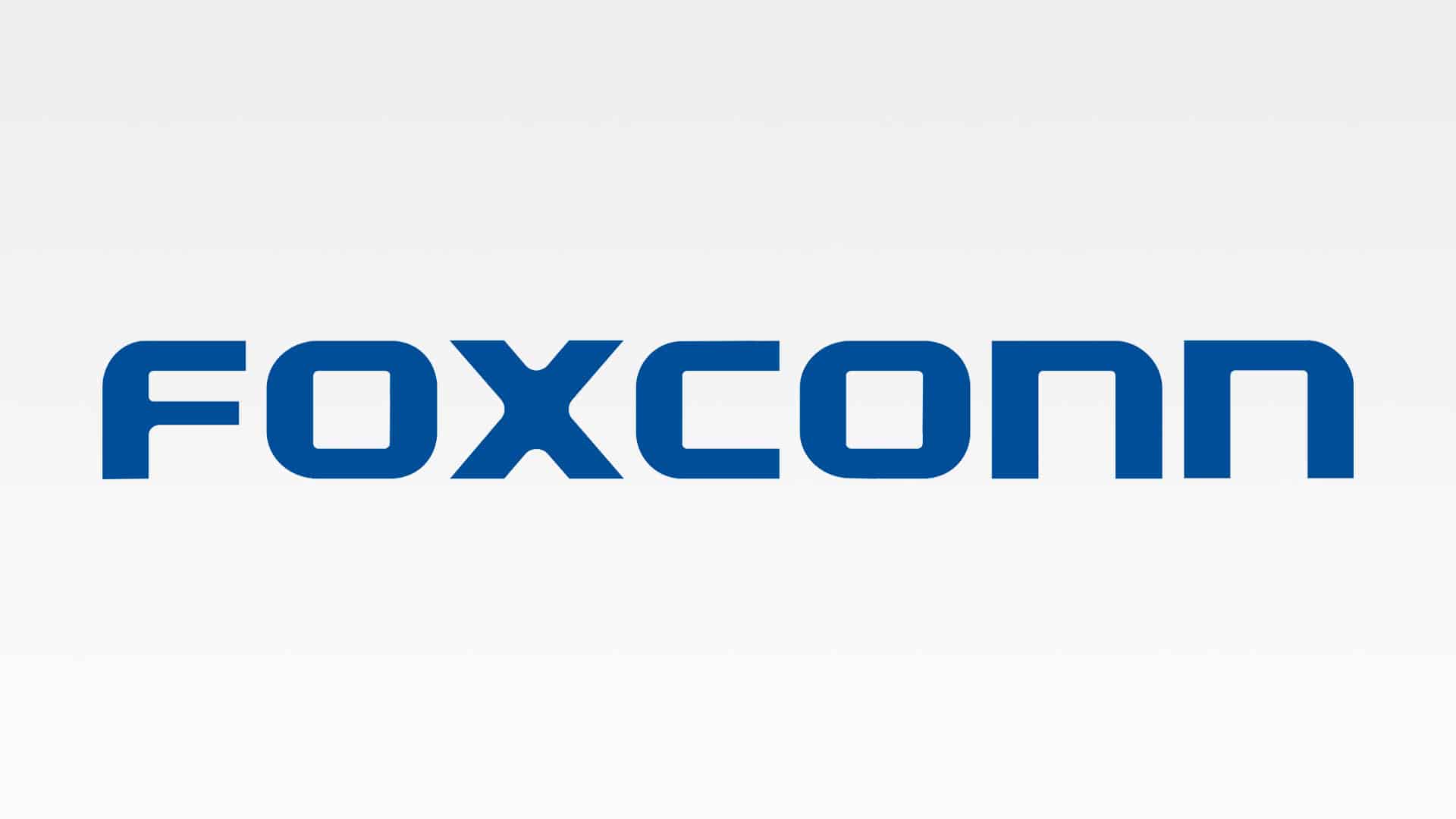 Foxconn logo on a white background.