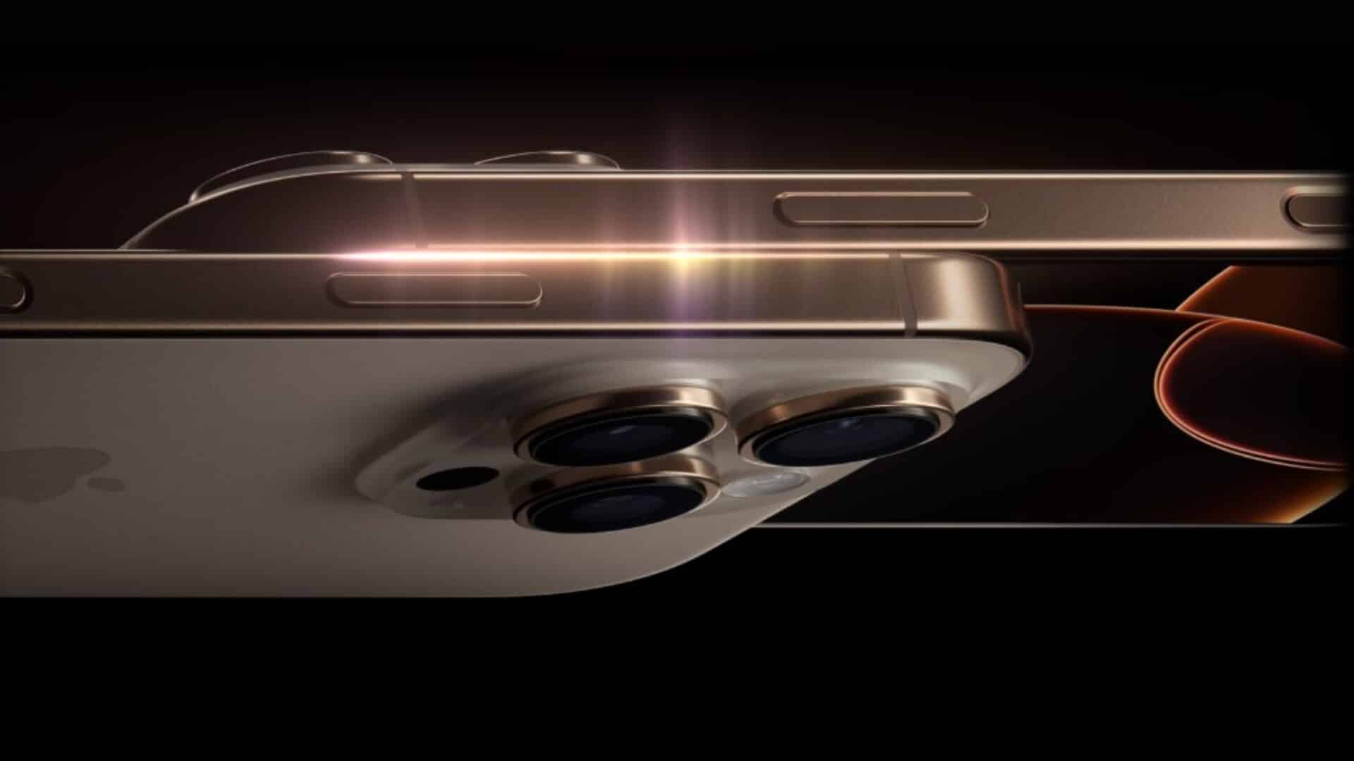 Close-up of iPhone with triple-lens camera system