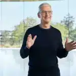 Tim Cook speaking during an Apple event.