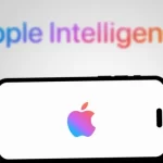 Apple Intelligence logo displayed on a smartphone screen.