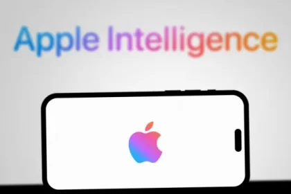 Apple Intelligence logo displayed on a smartphone screen.