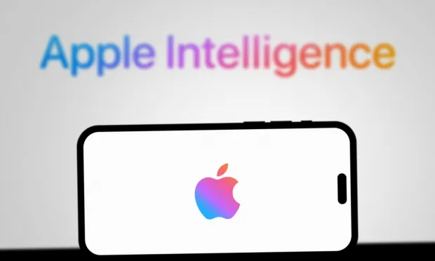 Apple Intelligence logo displayed on a smartphone screen.