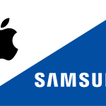 Apple and Samsung logos side by side.