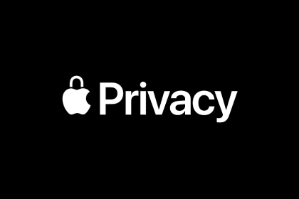 Apple Privacy logo on a black background.