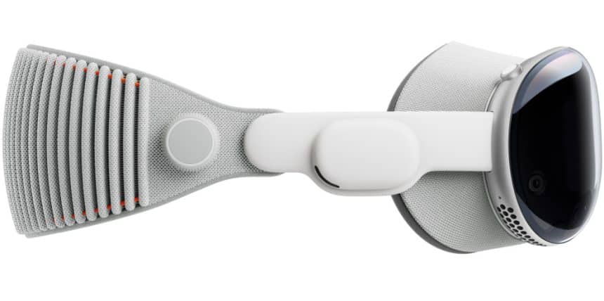 Side view of the Apple Vision Pro headset.