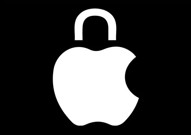 Apple logo with a padlock symbol.