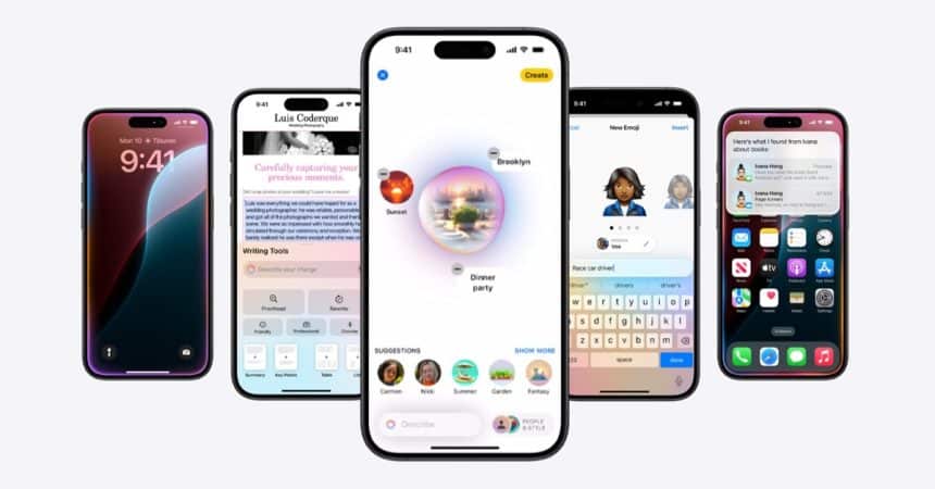 iPhones displaying iOS 18.2 features.