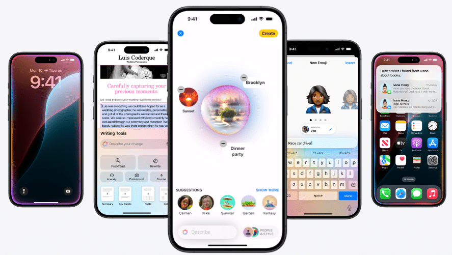 iPhones showcasing iOS 18 features and updates.