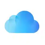 Blue iCloud logo.