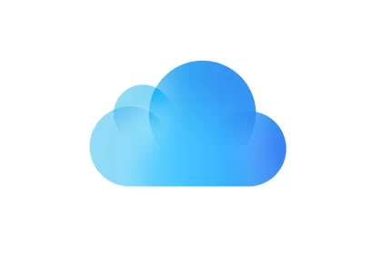 Blue iCloud logo.