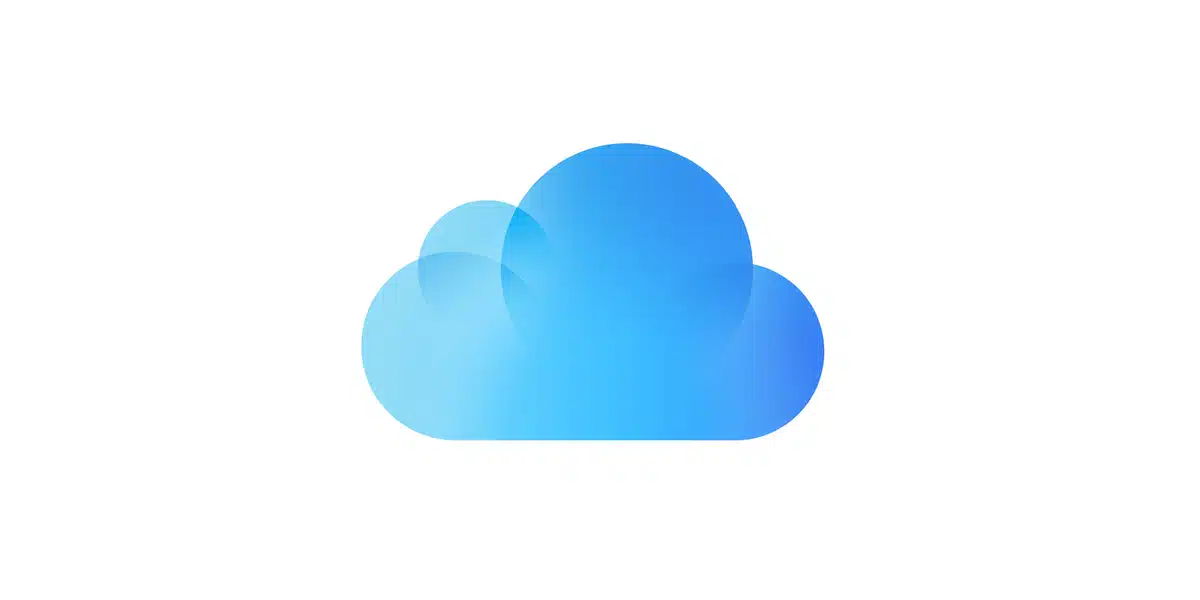 Blue iCloud logo.