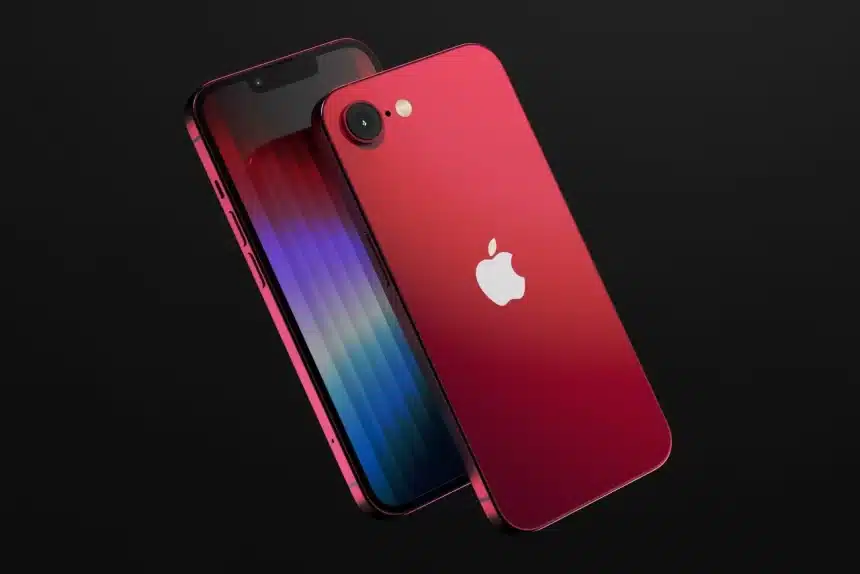 Red iPhone SE showcasing front and back design.