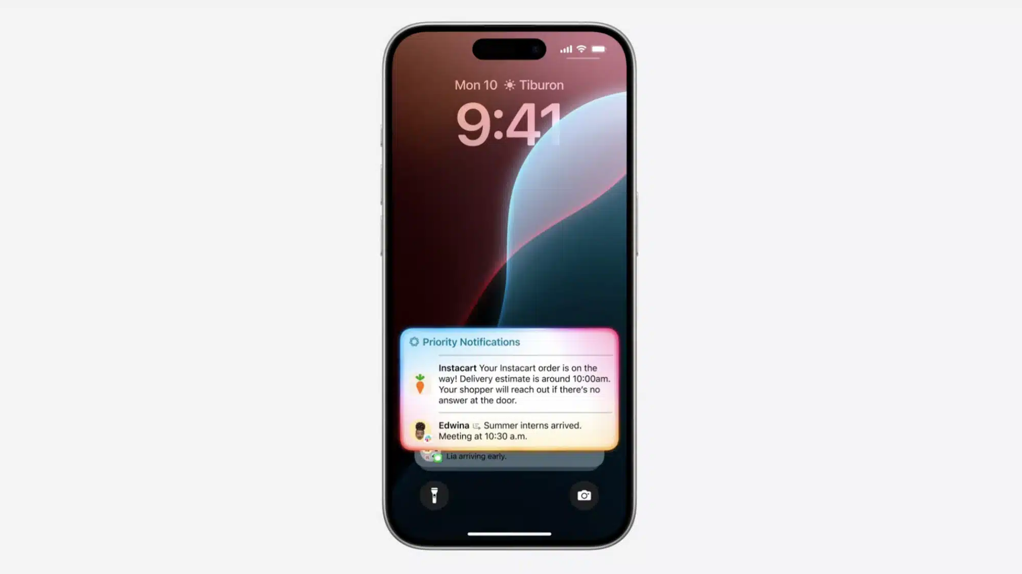 iPhone displaying priority notifications on the lock screen.