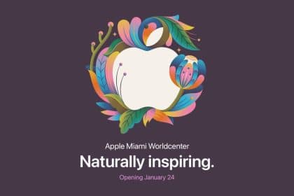 Apple Miami Worldcenter logo with nature-inspired design.