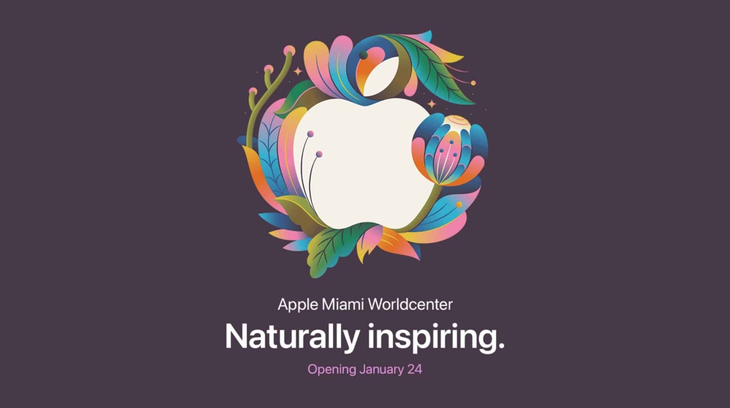 Apple Miami Worldcenter logo with nature-inspired design.