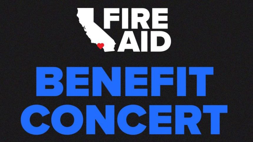 FireAid Benefit Concert logo promoting wildfire relief efforts in California.