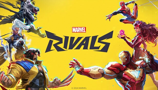 Marvel Rivals game cover featuring popular superheroes.