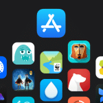 App Store logo with various app icons.