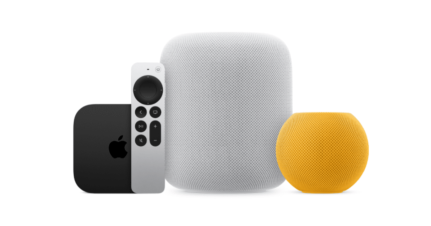 Apple Home devices including HomePod and Apple TV.