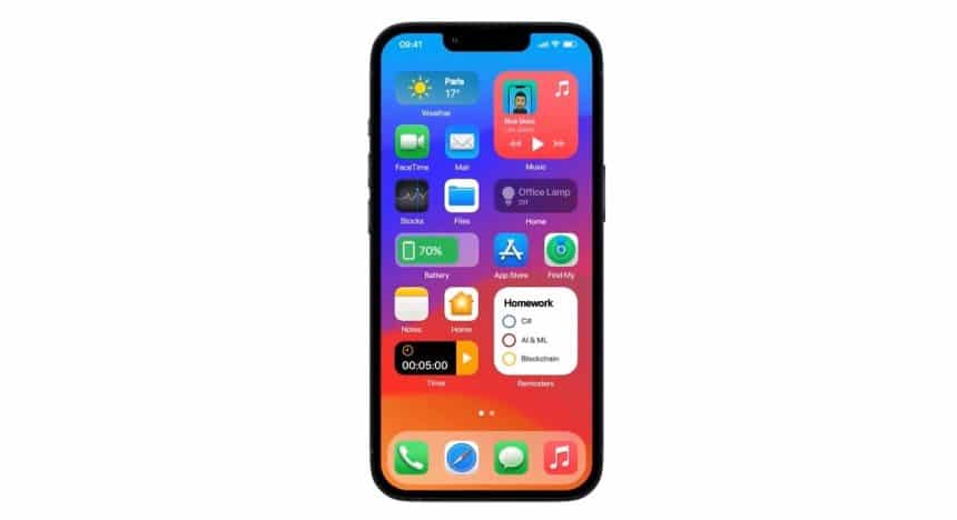 iPhone showcasing the iOS 18.3 home screen with updated widgets and colorful icons.