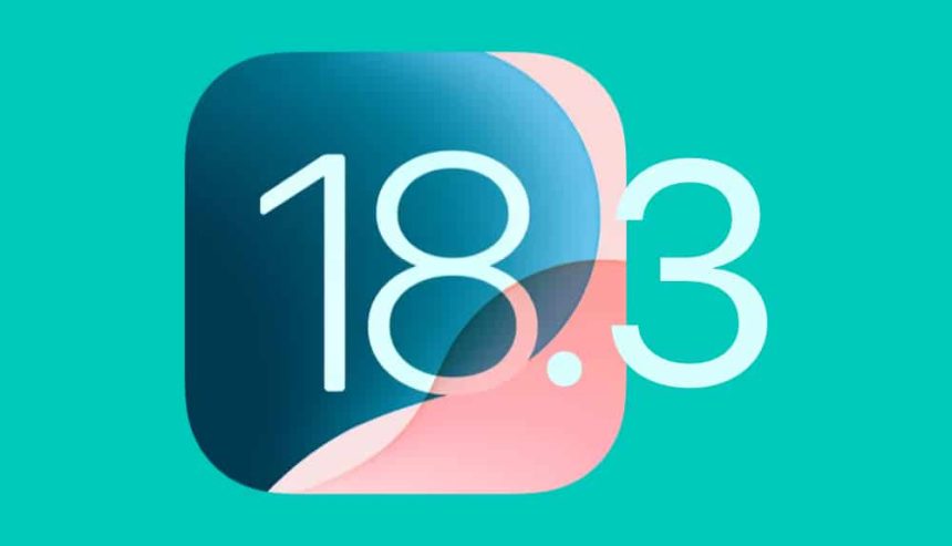 iOS 18.3 logo on a teal background.