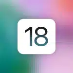 iOS 18 logo on a colourful background.