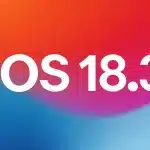 iOS 18.3 logo on a colorful gradient background.