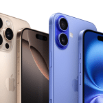 Apple iPhone 15 series showcasing Pro and standard models in gold and blue