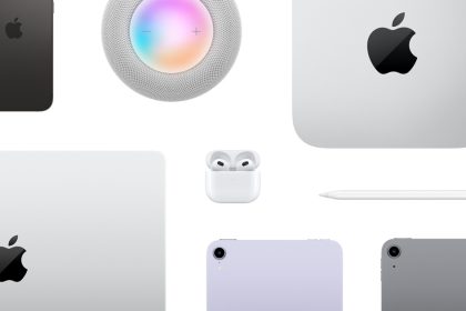 Apple devices including iPhone, MacBook, AirPods, and HomePod.