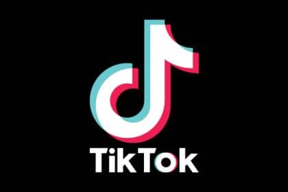 TikTok logo on a black background.