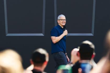 Tim Cook speaking at an event.