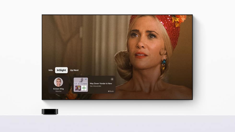 Apple TV displaying the new tvOS interface with content and feature highlights.