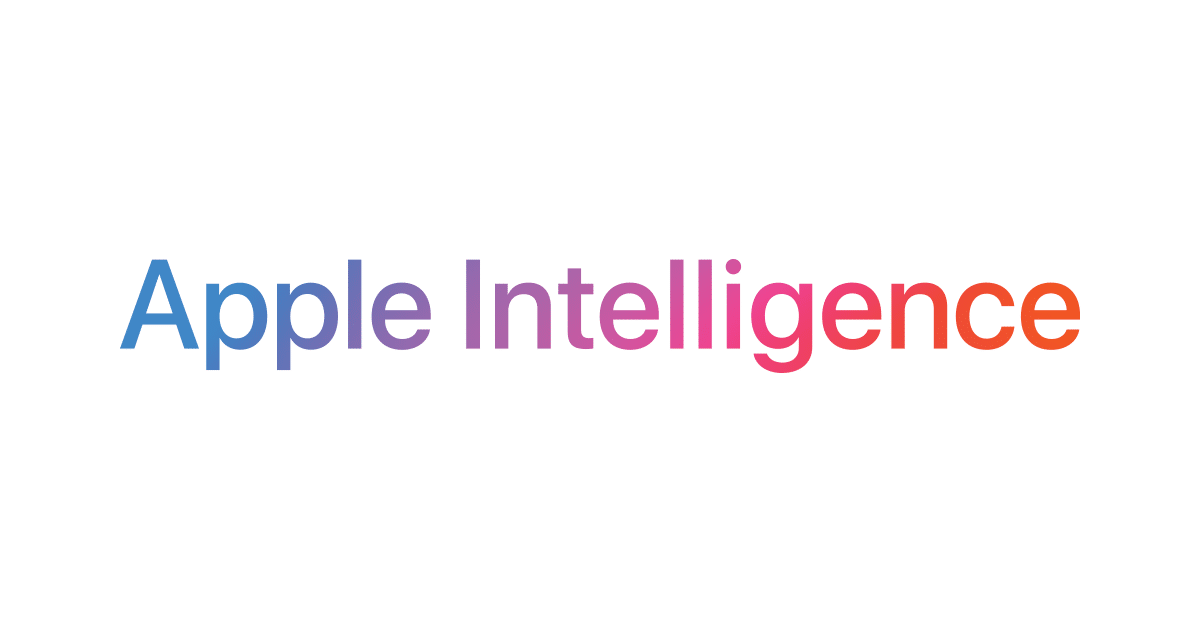 Apple Intelligence logo with a gradient colour design on a white background.