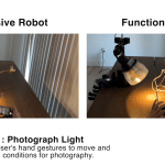 Expressive vs. Functional Robot: AI-powered lamp adjusts lighting for photography based on user gestures.