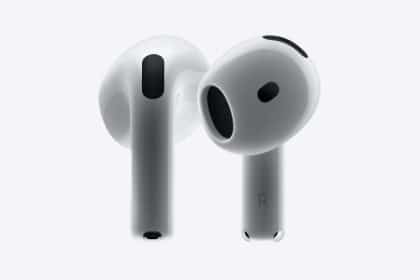 Apple AirPods (third generation) with a sleek white design.